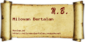 Milovan Bertalan névjegykártya